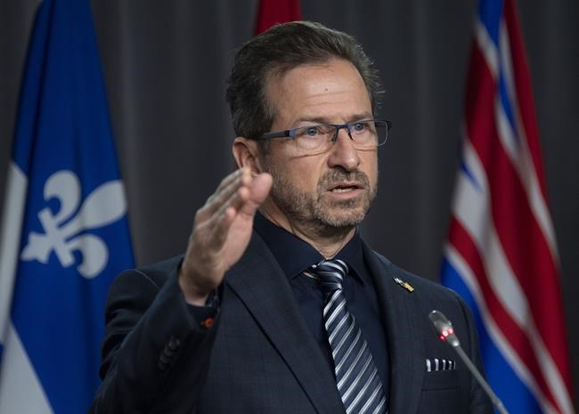 Bloc leader Yves-Francois Blanchet speaks during a news conference in Ottawa, Wednesday October 28, 2020. THE CANADIAN PRESS/Adrian Wyld