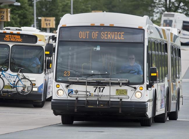 A Halifax Transit bus arrives at a terminal in Dartmouth, N.S. on Wednesday, July 17, 2019. A public backlash has forced the Halifax Transit authority to scrap its plans for a Valentine's Day contest it called