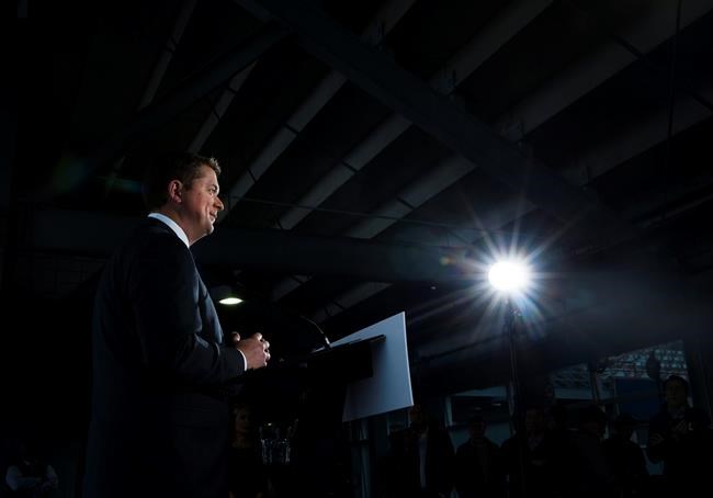 Federal Conservative leader Andrew Scheer makes a announcement at a campaign stop in Montreal on Thursday, September 26, 2019. Scheer is standing by his vow to resume making partisan, patronage appointments to the Senate should the Conservatives form government after Oct. 21. THE CANADIAN PRESS/Nathan Denette