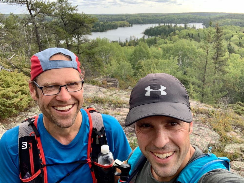 Photo by Justin Feilberg
Gord Funk (left) and Justin Feilberg, traversing the Mantario Trail in Whiteshell Provincial Park.