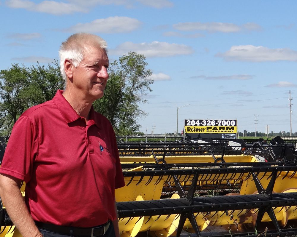 Wes Keating
The familiar Reimer Farm Supplies sign was back up on Highway 12 in 2016 and Gary Reimer has a field full of headers just waiting for customers