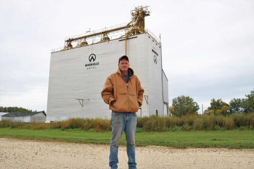 NICOLE BUFFIE / THE CARILLON
Grant Dyck, owner of Artel Farms and one of the last open-roof concept grain elevators of its kind in Canada, will demolish the building in mid-October.