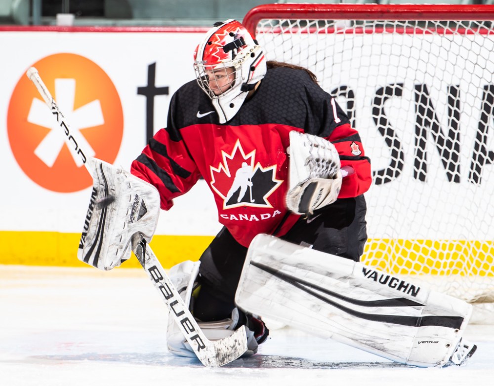 Dave Holland/Hockey Canada
Ste. Anne's Raygan Kirk made 25 saves in net for Team Canada as Canada defeated the USA 3-2 in overtime in the gold medal game early this morning at the U18 IIHF World Women's Hockey Championship in Japan..