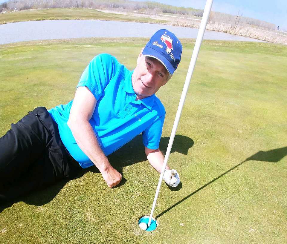 SUPPLIED PHOTO
Herb Wiebe poses on the second hole on Girouxsalem Golf and Country Club after shooting his second ever hole-in-one on May 13.