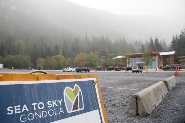 The base of the Sea to Sky Gondola is pictured in Squamish, B.C. Monday, September 14, 2020. The operators of a popular tourist gondola near Squamish, B.C., say the cable of the ride has been severed for the second time. THE CANADIAN PRESS/Jonathan Hayward