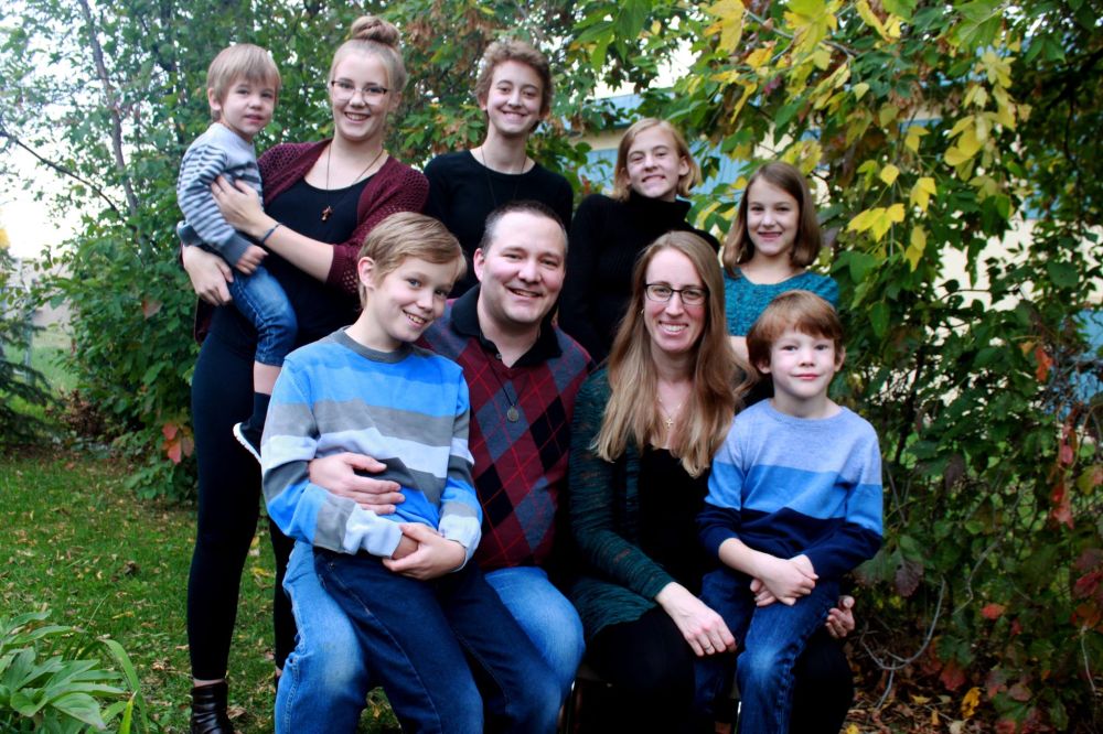 SUBMITTED PHOTO
The Kautz family say they’re embracing their new role as host family at the Catholic School of Evangelization in St Malo. Left to right: Andrew, Julie, Benny, Libby, James, Ella, Dawn, Abby, and Michael.