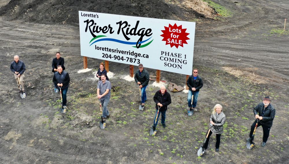 Supplied photo
SUPPLIED PHOTO
The sod was turned with social distancing in mind. Back from left, Director Rob Teatro and RM of Tache councilors Allison Fox, Armand Poirer and Steven Stein. Front, Directors Leo Charriere and Ken Tallaire, Mayor Justin Bohemier, Deputy Mayor Jacques Trudeau, and Directors Margaret Akins and Allan Akins.
