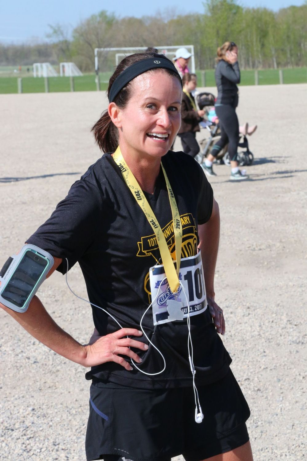 GRANT BURR | THE CARILLON
Catherine Engel savours victory as the top female finisher in Let's Run quarter marathon competition with a time of 47:48.