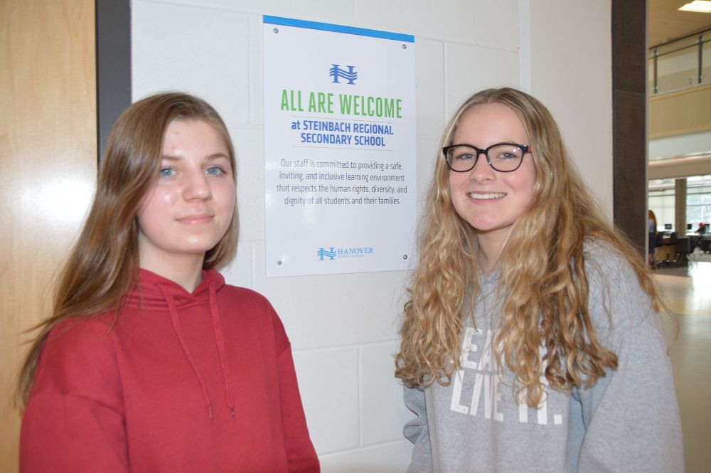 DAVE BAXTER | THE CARILLON
SRSS grade 10 students Abagail Duizer and Hollie Wherry are members of the SRSS Multiple Mentors Social Justice Initiative program and will both make a presentation in front of a panel of judges on Feb. 14.