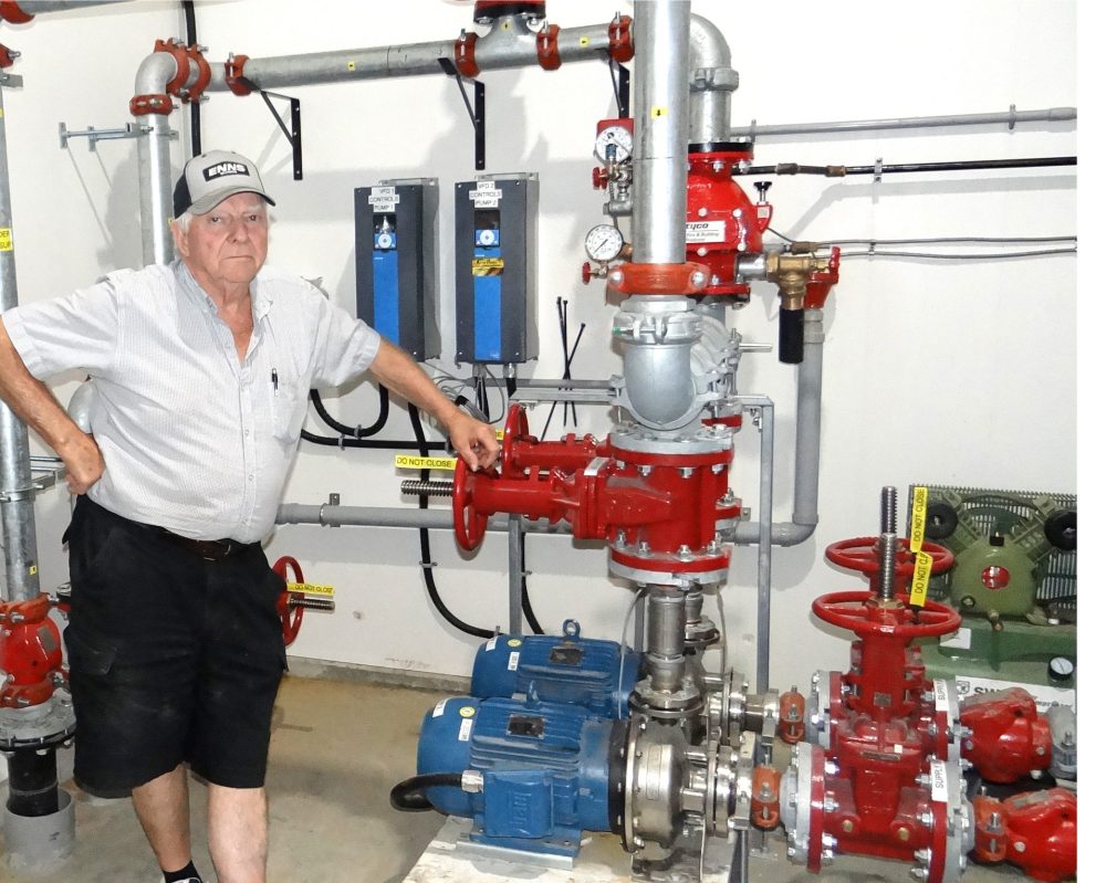 WES KEATING THE CARILLON
Gilmer Penner in the fire suppression equipment room at the new 305,000-square-foot Pennwood Dairy barn.