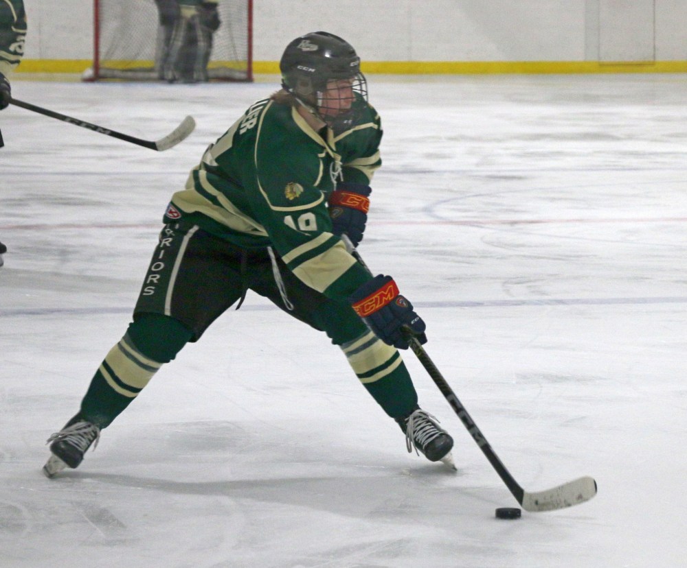 A new ice plant wasn't the only addition on display Jan. 20, as Dayden Collier made his St Malo Warriors debut a memorable one, scoring twice against the North Winnipeg Satelites in a 6-1 victory. (Cassidy Dankochik The Carillon)