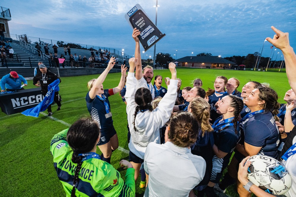 Providence University College plays Great Lakes Christian College in the NCCAA DII national soccer tournament on November 19, 2022. (Bradley Allweil - Providence Pilots Submitted)