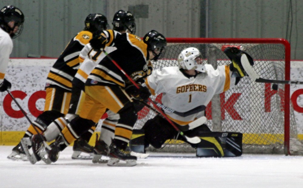 Seth Bergman's opening goal set the stage for Steinbach, who had never scored first against Garden City this season, and had never defeated the Gophers until the provincial final. (Cassidy Dankochik The Carillon)