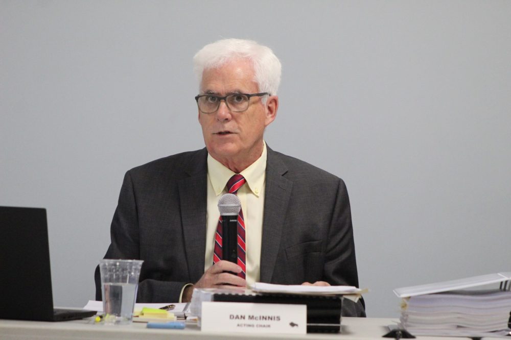 JORDAN ROSS CARILLON ARCHIVES
Dan McInnis, acting chair of the Manitoba Municipal Board, speaks during last October’s hearings in the Anola Community Club.