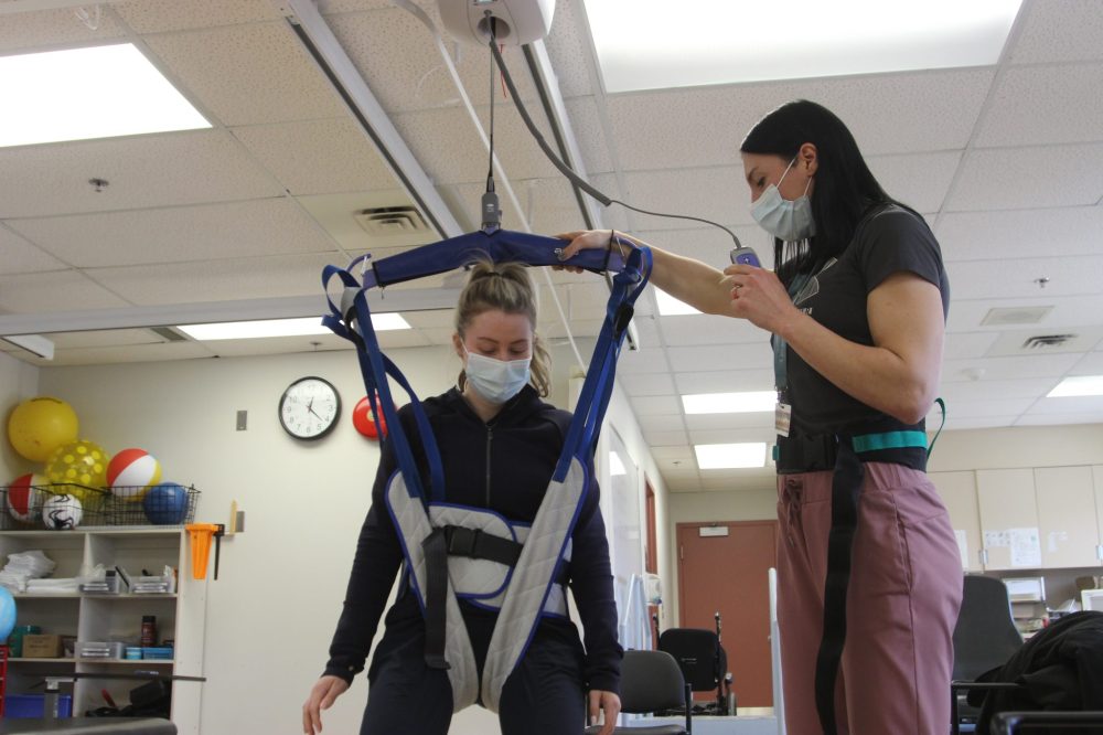 Prior to the equipment’s installation manual lifts were shared among the unit, but there were few and they were always in use, causing wait times that snowballed into therapists seeing fewer clients per day. Now, care is more efficient.