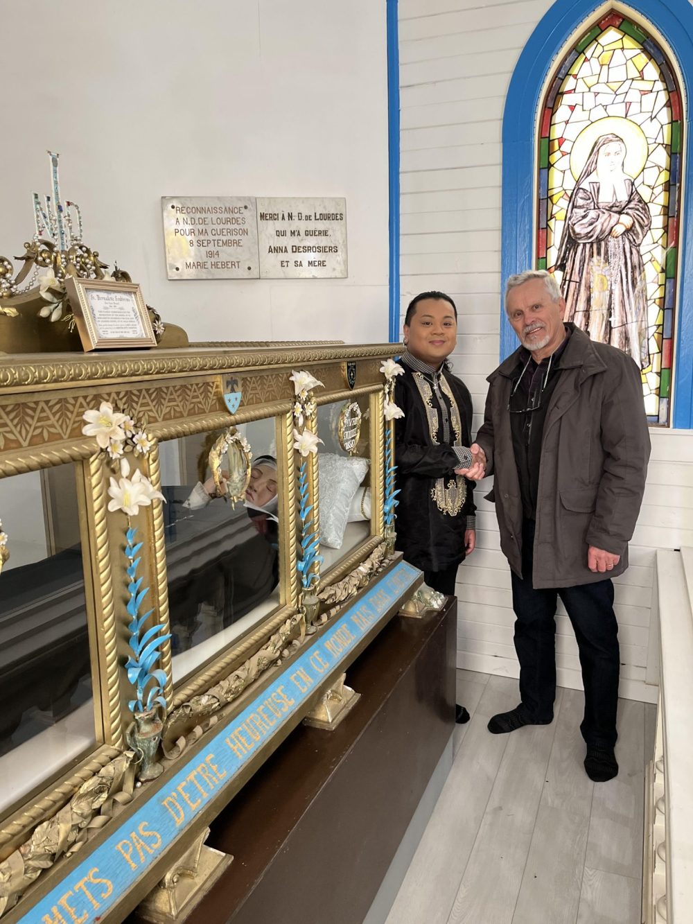 SUBMITTED
Millar and Roch placed the recreated figure in the glass casket and blessed it Sunday morning.