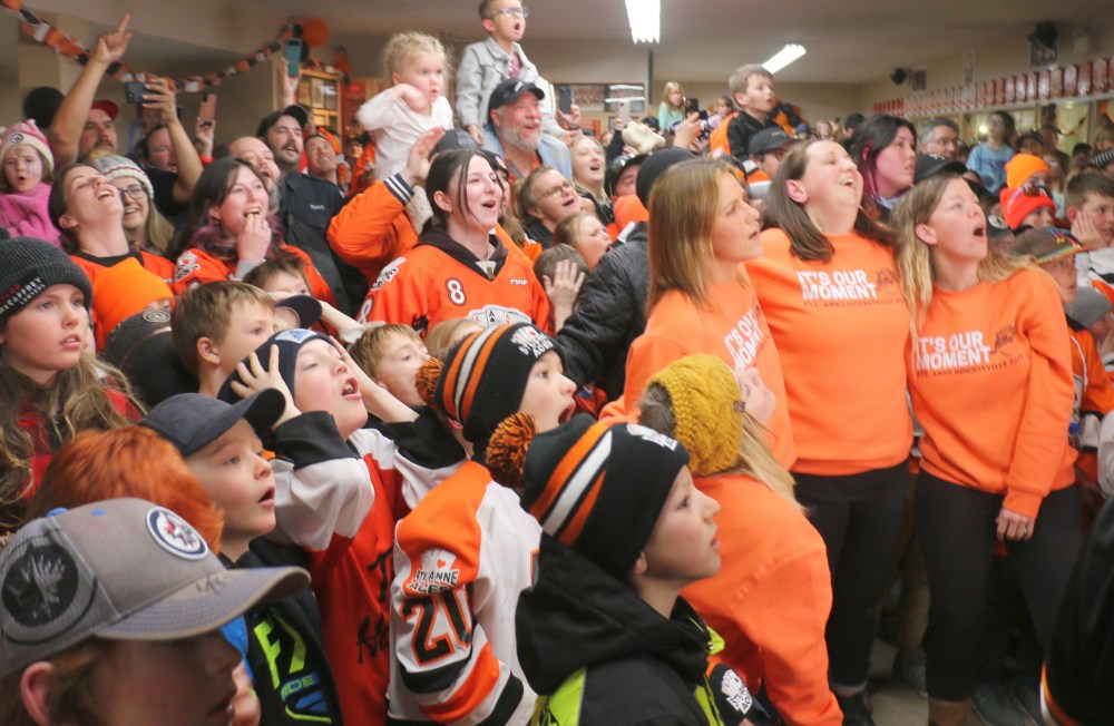 Fans packed into the Maurice Chaput Arena to watch the results be broadcasted on Hockey Night in Canada. Had Ste Anne won, the broadcast was set up to go live from the arena to capture the celebrations. (Cassidy Dankochik The Carillon)