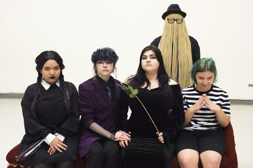 SVJETLANA MLINAREVIC THE CARILLON
Ste Anne Collegiate students Zhenei Qui (Wednesday), Ash Vandongen (Gomez), Falda Sigurdson (Morticia), Emilie Stronciski (Pugsley), and Jadynn McQuade (Cousin It) star in the school musical The Addams Family set to open May 25.