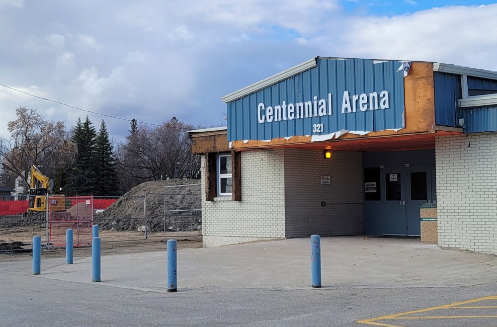 Work had already began on demolishing the Centennial Arena before game five of the Manitoba Junior Hockey League finals. (Cassidy Dankochik The Carillon)
