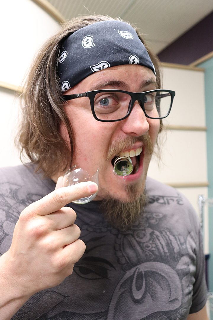 SVJETLANA MLINAREVIC The Carillon
Brett Hogan, who goes under the performance name of Brett Oddly, eats a light bulb on June 29, 2023. Hogan eats light bulbs as part of his Fringe show This Calls for Danger.