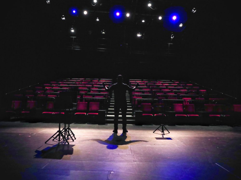 JAMES CAREY LAUDER
Patrick Gregoire rehearses his show at Theatre Cercle Moliere prior to the start of the Winnipeg Fringe Theatre Festival.