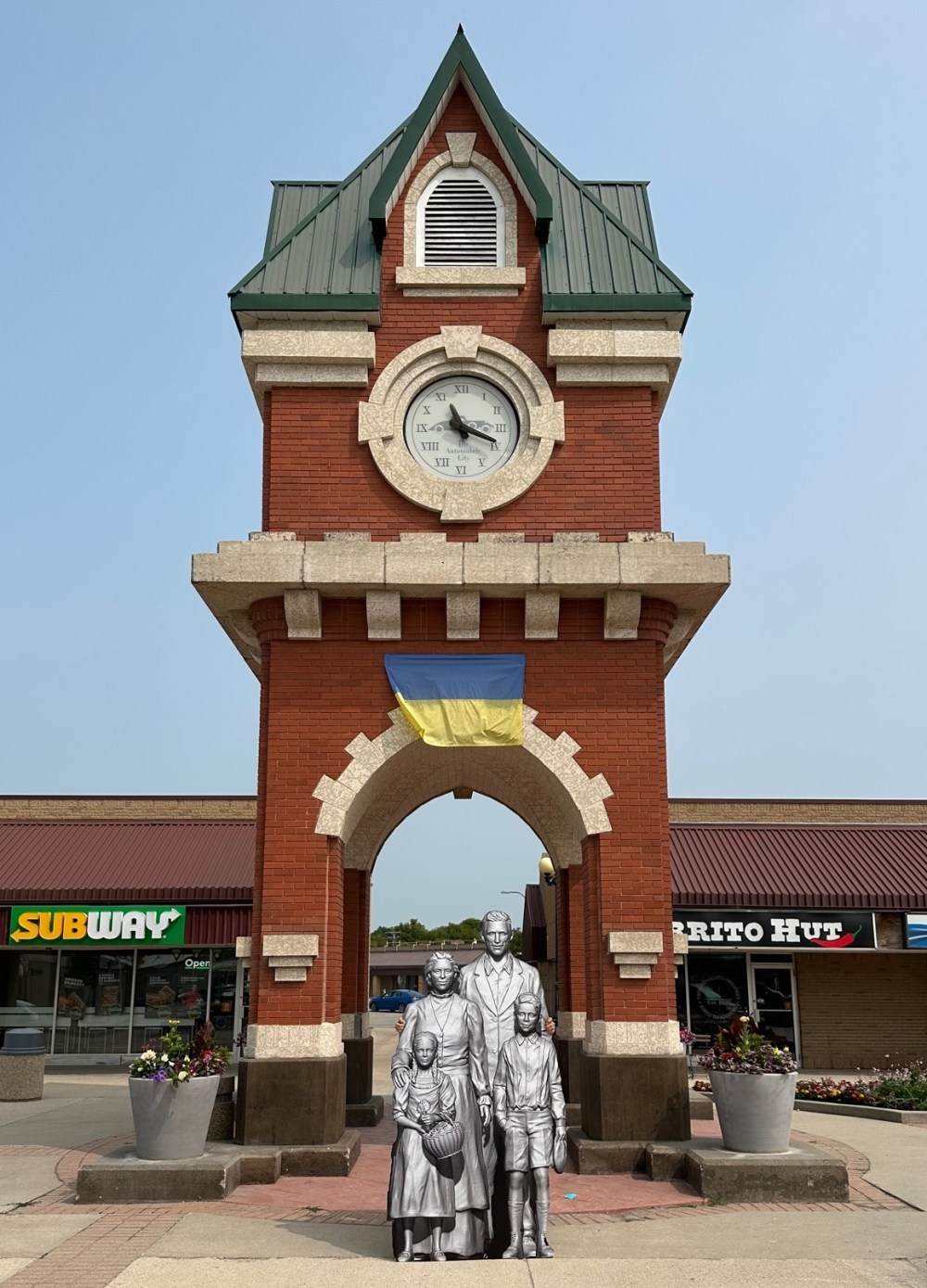 SUPPLIED
This photo shows the image of the statue as it will be placed near the clocktower in Steinbach.