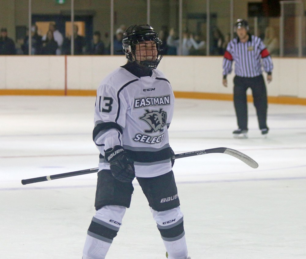 Kylie Cocks-Loder was all smiles after Eastman's exhibition game against the Central Plains Capitals, and for good reason. The defender finished with two goals in a 5-1 win hosted inside the T.G. Smith Arena in Steinbach. (Cassidy Dankochik The Carillon)