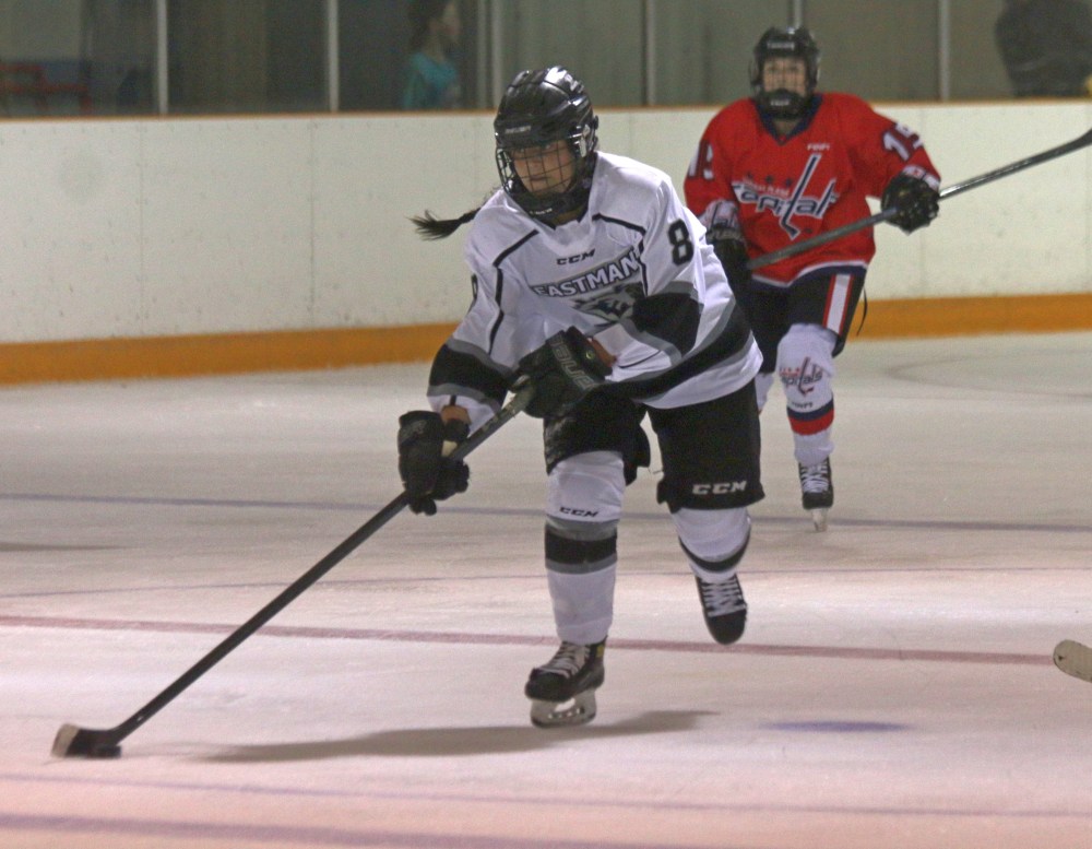 Ginger Fast streaks up the ice during the Eastman Selects exhibition game Sept. 17. (Cassidy Dankochik The Carillon)