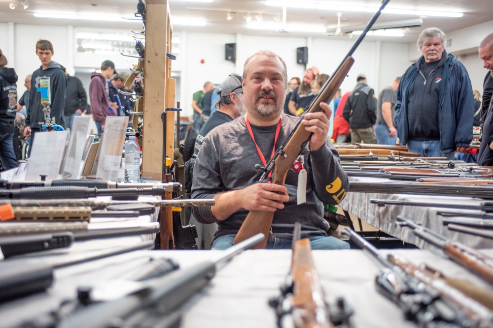 SVJETLANA MLINAREVIC The Carillon
Darryl Tomlinson from the Canadian Gun Guys holds a Savage 340 in 30-30 Winchester at the Friedensfeld Gun and Collectable Show on Oct. 14, 2023 at the Friedensfeld Community Centre.