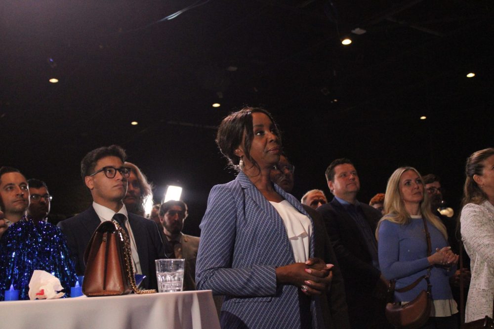 GREG VANDERMEULEN THE CARILLON
Former PC MLA's who lost their seats on election night included Southdale's Audrey Gordon and Radisson's James Teitsma, pictured watching Heather Stefanson step down from party leadership.