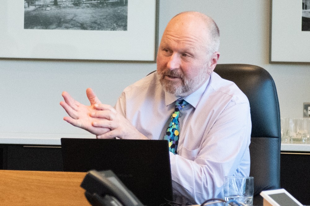 SVJETLANA MLINAREVIC The Carillon
High Commission of Canada to the United Kingdom Minister-Counsellor Andrew Smith from the Government of Canada was on hand at the Steinbach Credit Union offices to speak to a room about building trade with the U.K. and the Steinbach area.