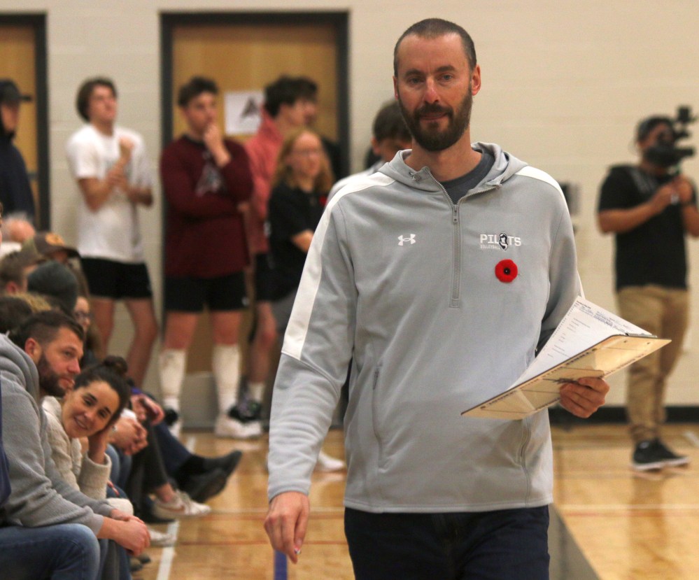 Paul Armbruster said he was loving being able to coach volleyball full time. (Cassidy Dankochik The Carillon)
