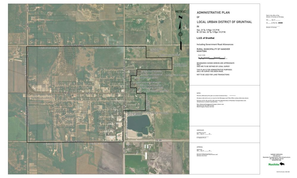 RM OF HANOVER
Grunthal has expanded its borders eastward by 98 acres. It’s expansion consists of single family homes in the development of North Wood.