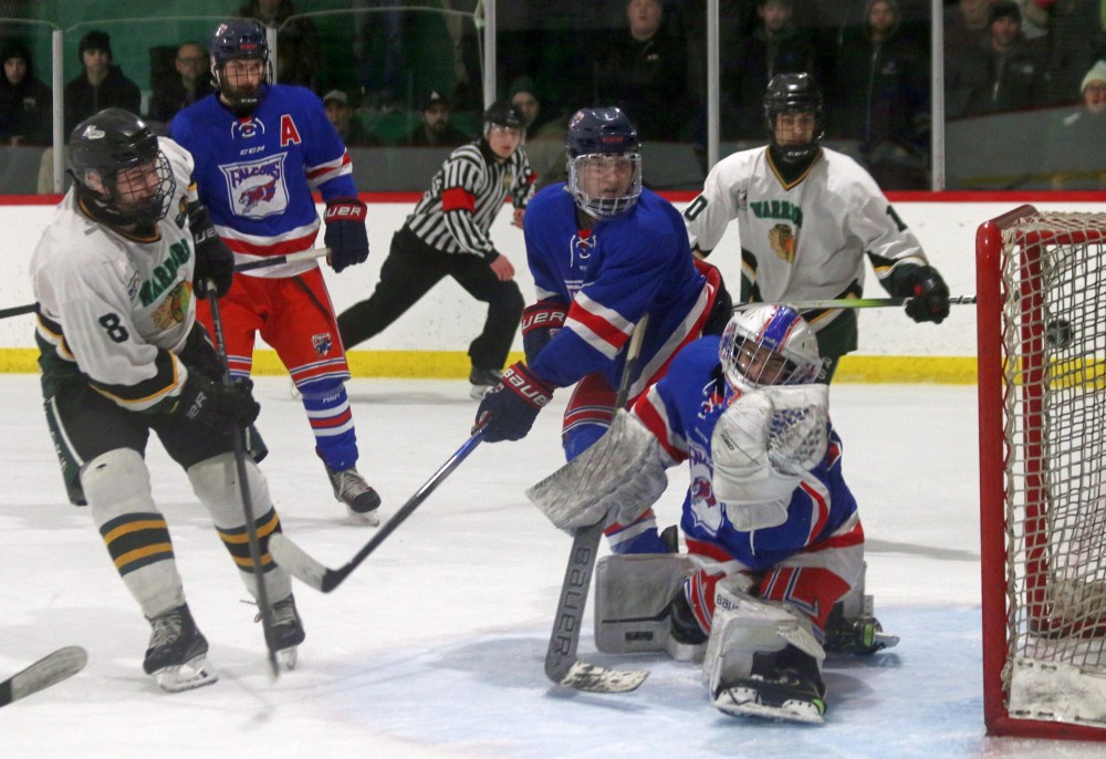 Keston Worley scored twice for St Malo in their game three victory over Lundar in the CRJHL semi-finals. The Warriors are set to play the Beausejour Comets in the league finals, with action getting underway March 22. (Cassidy Dankochik The Carillon)