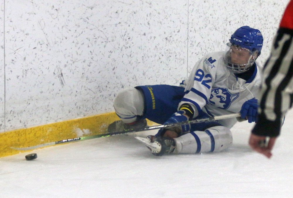 Ian Friesen's consecutive goals in the second period of game four turned a 3-1 deficit into a 3-3 tie. (Cassidy Dankochik The Carillon)