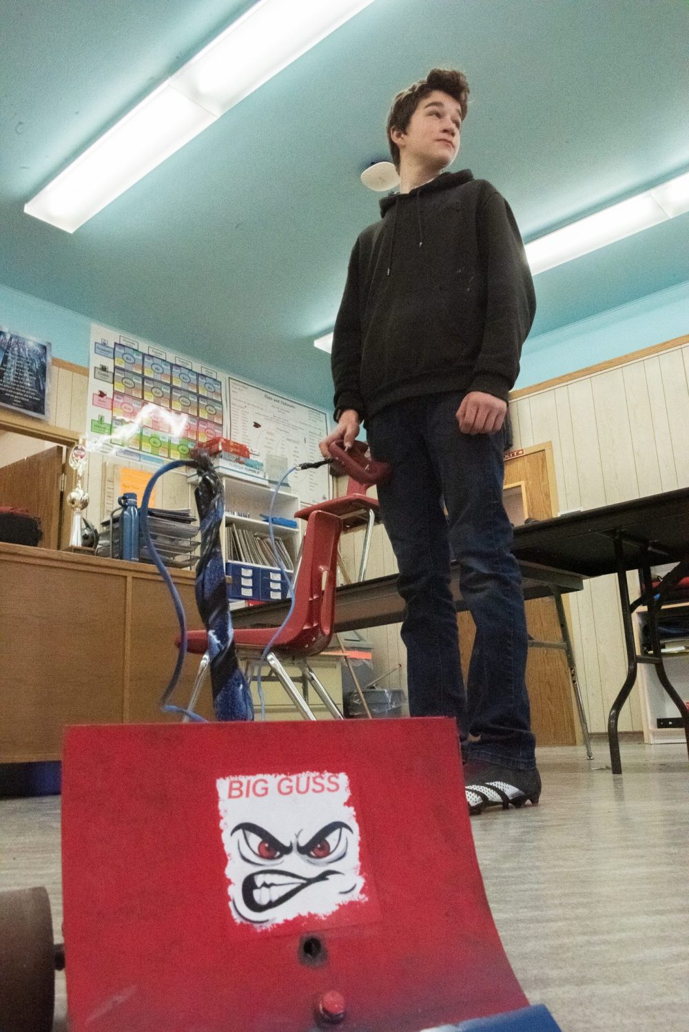 SVJETLANA MLINAREVIC THE CARILLON
Crystal Springs School student Alex Kleinsasser’s robot Big Guss will compete in robot games being held by 12 colonies in Carberry on April 13. This year’s Manitoba Robot Games were cancelled due to the death of one of the organizers.
