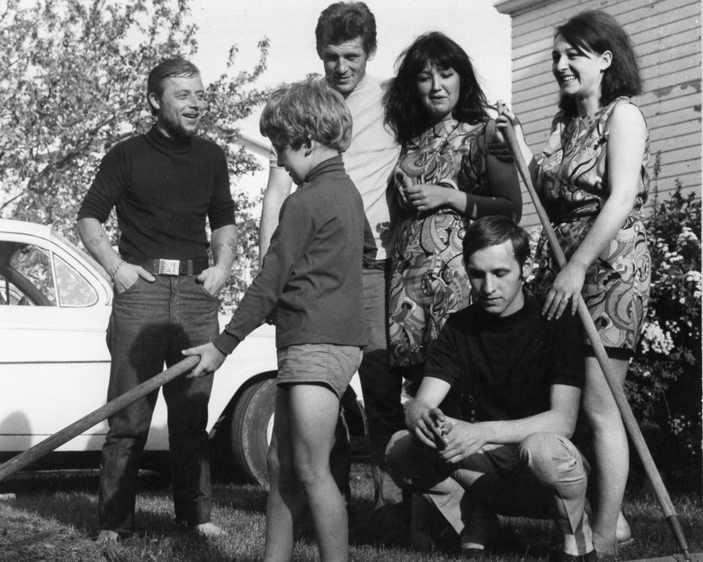 CARILLON ARCHIVES
It is a happy Bohumil Hrubes, second from left at rear, now that his wife Marcella and seven-year-old son Bohumil have joined him in Canada. Hrubes fled from Czechoslovakia after the August, 1968 invasion; his wife, beside him, and son, in front, joined him this month. Also in the photo are three other Czech refugees, Ladislav Kucera, kneeling, his wife Antonia and Mirko Hampl, at far left.