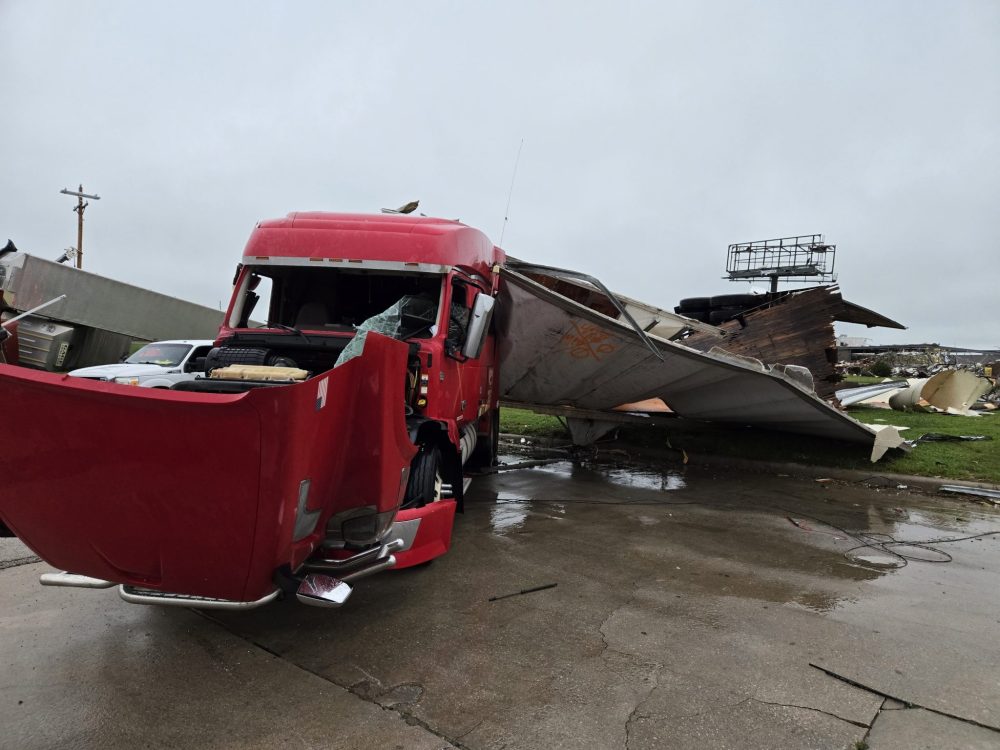 Submitted
James Friesen counts himself lucky after his truck was spared the worst of a massive Oklahoma tornado. Others parked nearby were much more unfortunate as this photo shows.