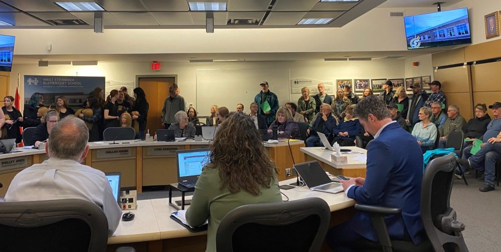 SVJETLANA MLINAREVIC THE CARILLON
Parents and concerned citizens attended Tuesday night’s Hanover School Division board meeting where the trustees addressed issues of discrimination in schools and on the board.