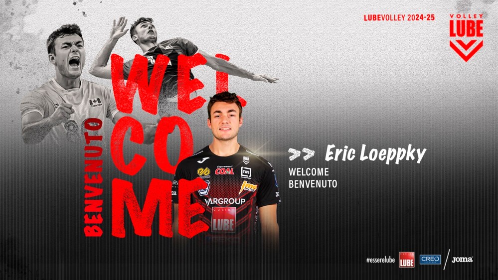 Steinbach's Eric Loeppky will become only the second-ever Canadian to suit up for Italian top-tier club Lube. The club welcomed Loeppky with this graphic. (Lube Volleyball)