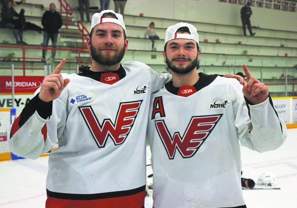 Mike Svenson and Brody Beauchemin both played their minor hockey in Ile des Chenes, and both are now 2024 MJHL champions. (Cassidy Dankochik The Carillon)