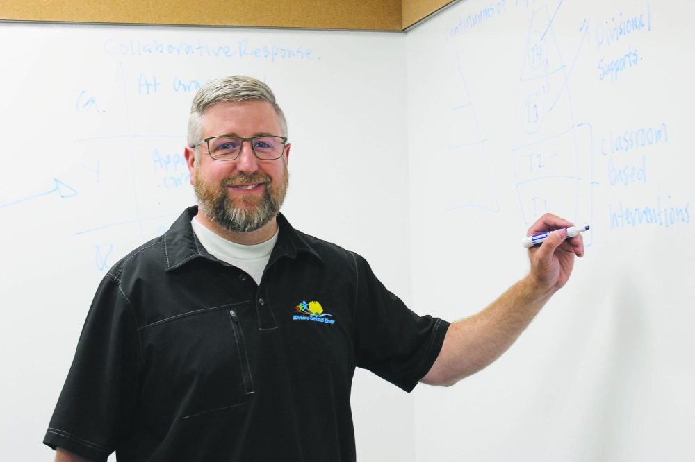 CHRIS GAREAU THE CARILLON
Seine River School Division superintendent Ryan Anderson lays out the changes to assessments for Grades 3-12 students at the divisions' 15 schools.