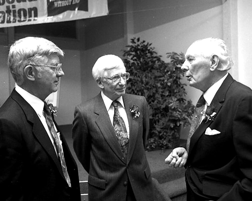 PETER DYCK CARILLON ARCHIVES
Dr. Paul Peters, Dr. John Choate and Dr. Karl Krueger were honoured in 1995 for their work in Steinbach and area.