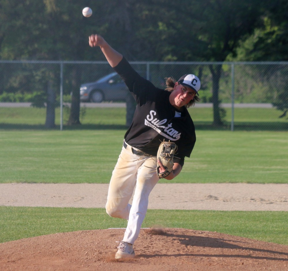 The Carillon Sultans play the West Winnipeg A's June 13 at A.D. Penner Park in Steinbach. (Cassidy Dankochik The Carillon)