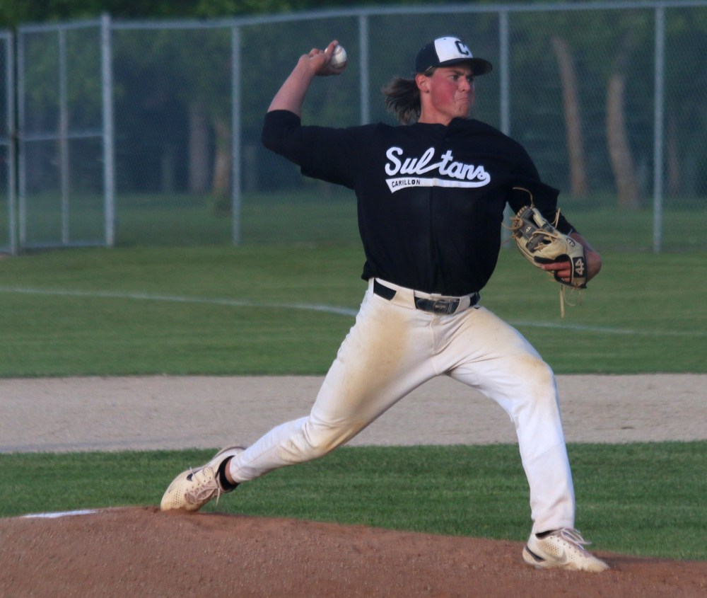 The Carillon Sultans play the West Winnipeg A's June 13 at A.D. Penner Park in Steinbach. (Cassidy Dankochik The Carillon)