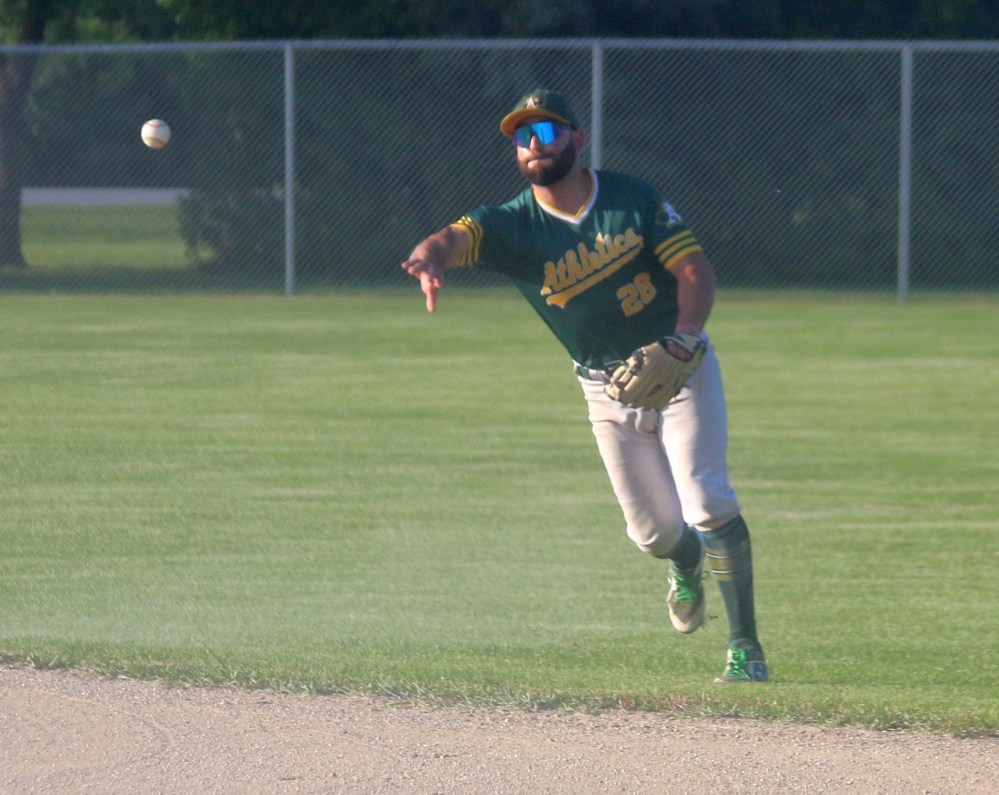 The Carillon Sultans play the West Winnipeg A's June 13 at A.D. Penner Park in Steinbach. (Cassidy Dankochik The Carillon)