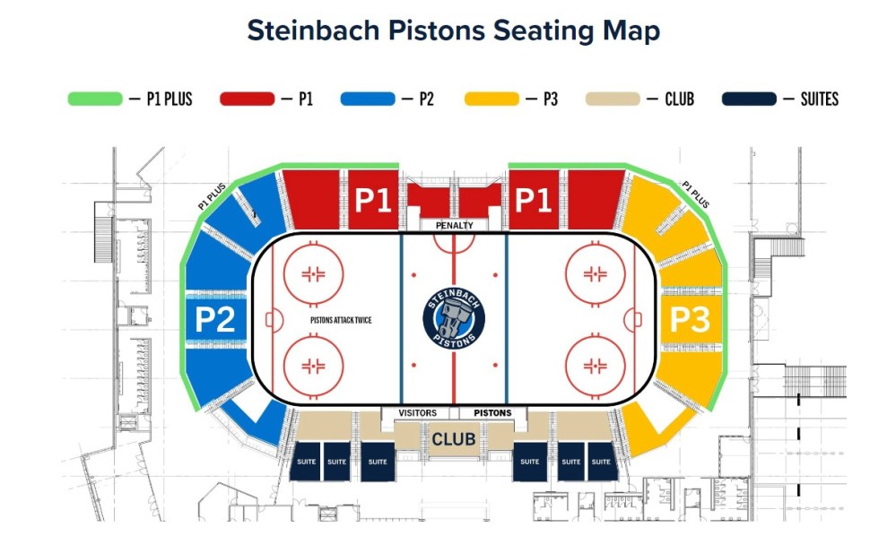 The Steinbach Pistons have divided their rink into several regions for season ticket sales. (Steinbach Pistons)