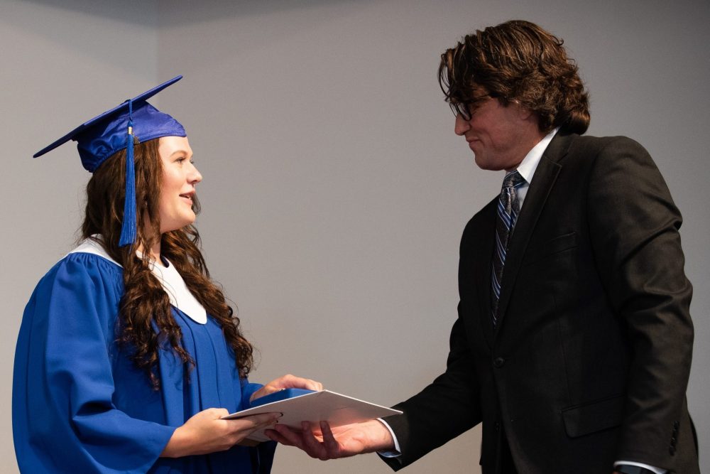 SVJETLANA MLINAREVIC THE CARILLON
Landmark Collegiate graduate Rachel Reimer received the University of Manitoba Chown Award and the Governor General Bronze Medal for her academic work on June 26, 2024, at Prairie Rose Evangelical Mennonite Church.