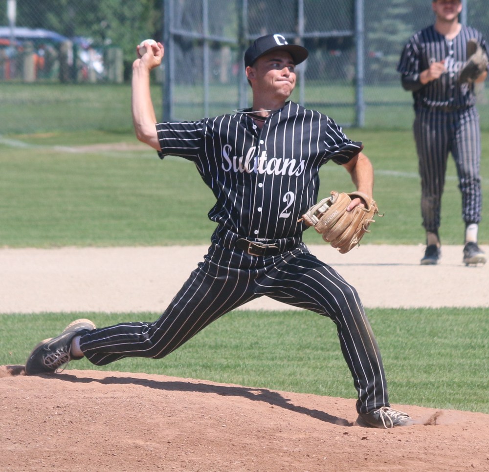 Cedric Lagasse pitched a complete game in Carillon's clinching win over Altona July 16. (Cassidy Dankochik The Carillon)