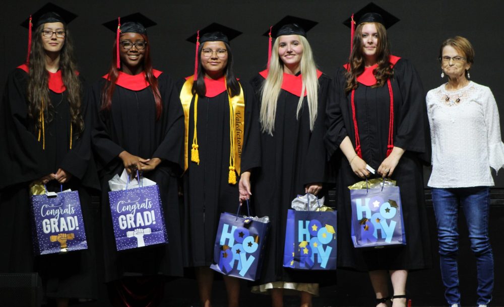 CHRIS GAREAU THE CARILLON
Recipients of the 21st Annual Stacey Pchajek Memorial Award Brianna Brandt (left), Briana Bailey, Nydia Goosehead, Caitlyn McLavy, and Miranda St. Denis.